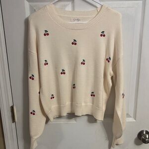 Jessica Simpson Cream Crew Sweater with Cherry Motif
